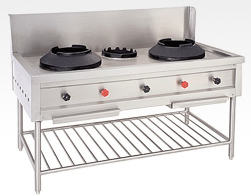 Two burner chinese range with drain