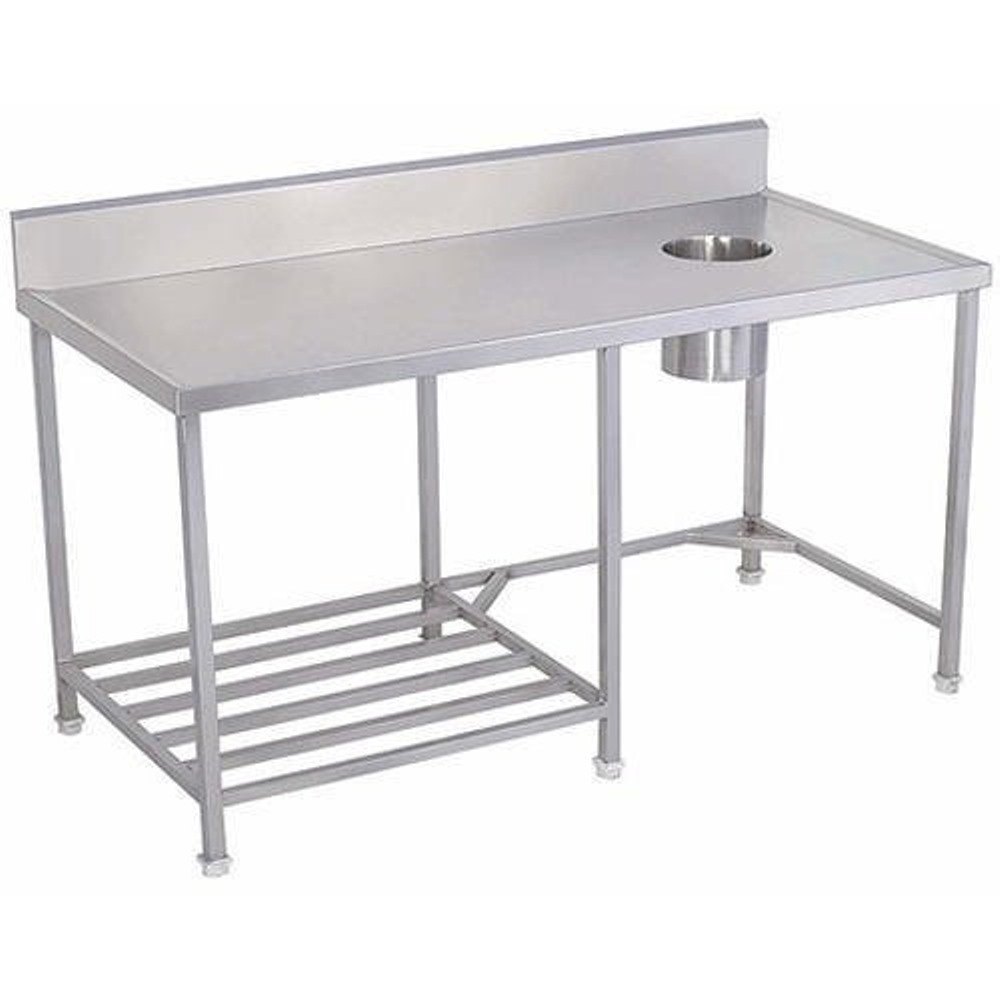 Soiled dish landing table with chut