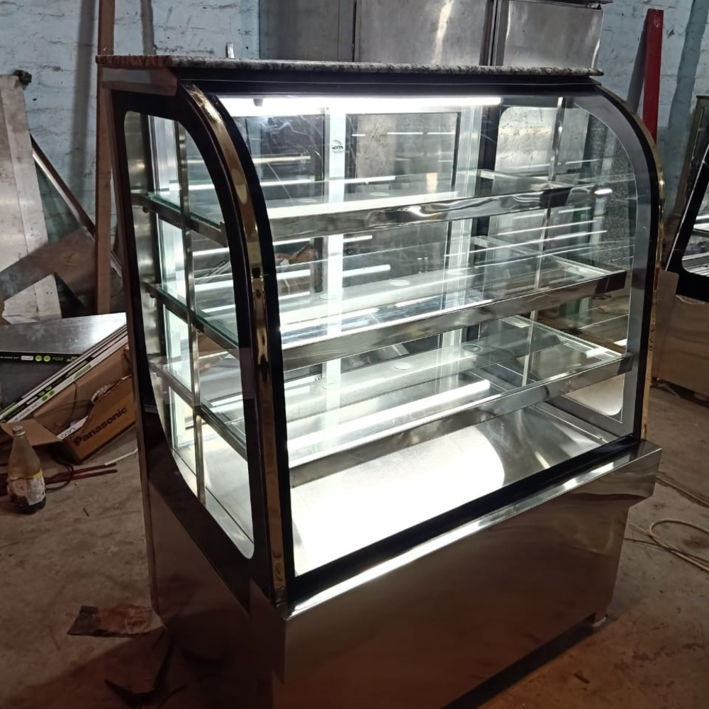 J type Bend glass display showcase